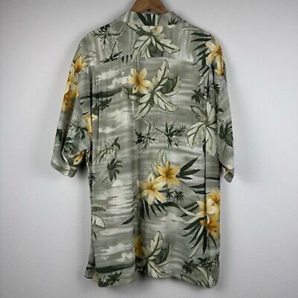 Tommy Bahama Men's Shirt Sz L Rayon Hawaiian Style Button Down Loop Collar Green - Picture 4 of 4